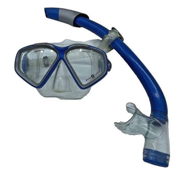 Dive mask with snorkel combo, royal blue/clear, good used condition - Picture 1 of 3